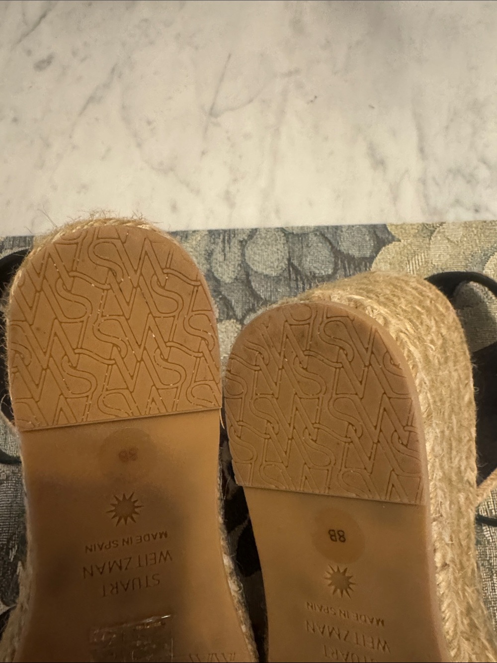 Stuart Weitzman Black Suede Espadrille Wedge Sandals - Picture 8 of 10